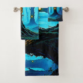 Dunkle Fantasy-Augenwald-Design Badhandtuch Set (Insitu)