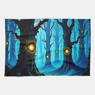 Dunkle Fantasy-Augenwald-Design Geschirrtuch