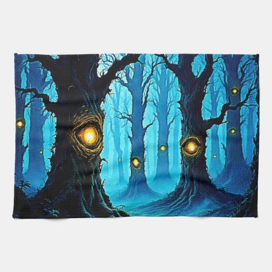 Dunkle Fantasy-Augenwald-Design Geschirrtuch (Horizontal)