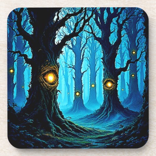 Dunkle Fantasy-Augenwald-Design Getränkeuntersetzer (Vorderseite)