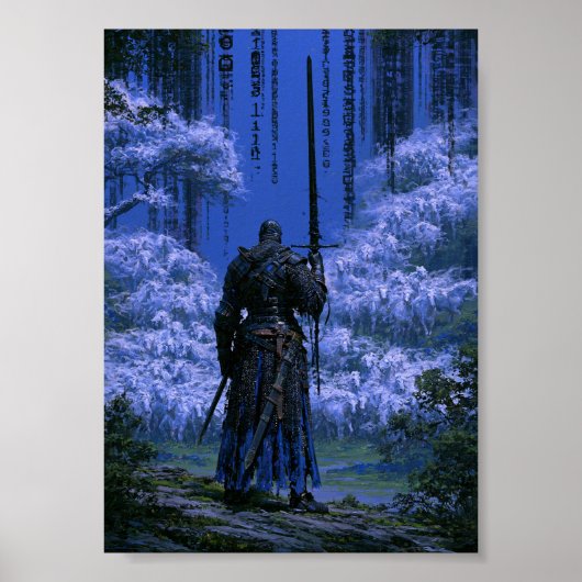 Dunkle Fantasy Blau Ritter Poster (Vorne)