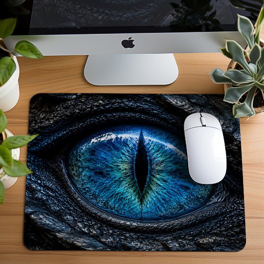 Dunkle Fantasy Blaues Drachenauge Mousepad