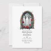 Dunkle Fantasy Castle Gothic Wedding QR Code Einladung (Vorderseite)