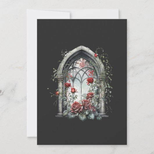 Dunkle Fantasy Castle Gothic Wedding QR Code Einladung (Rückseite)