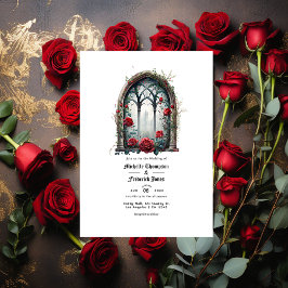 Dunkle Fantasy Castle Gothic Wedding QR Code Einladung