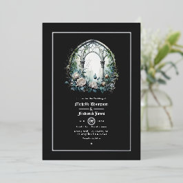 Dunkle Fantasy Castle Gotische Hochzeit Folieneinladung
