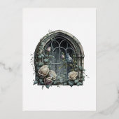 Dunkle Fantasy Castle Gotische Hochzeit Folieneinladung (Rückseite)