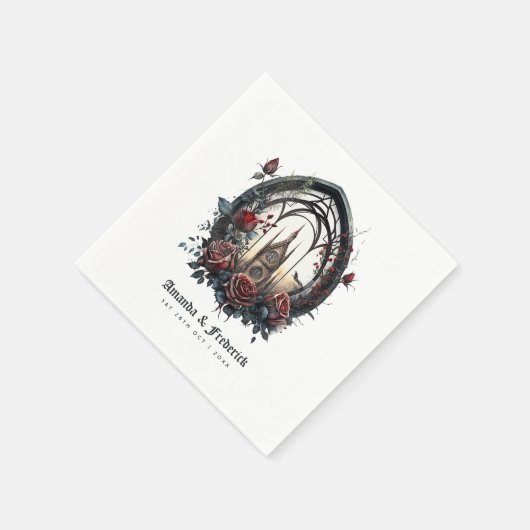 Dunkle Fantasy Castle Gotische Hochzeit Serviette (Ecke)