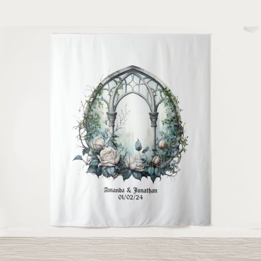 Dunkle Fantasy Castle Gotische Hochzeit Wandteppich (Vorderseite)