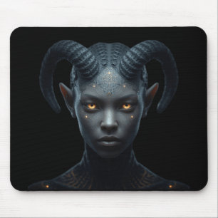 Dunkle Fantasy-Dämon Tiefling Gehörnter Charakter Mousepad