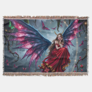 Dunkle Fantasy Fee Königin mit Schmetterlingsflüge Decke