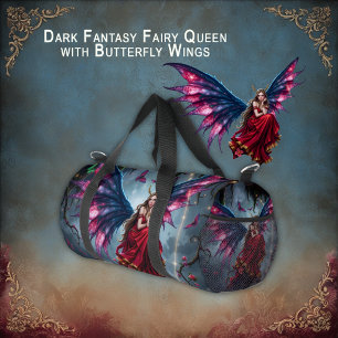 Dunkle Fantasy Fee Königin mit Schmetterlingsflüge Duffle Bag