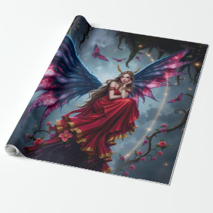Dunkle Fantasy Fee Königin mit Schmetterlingsflüge Geschenkpapier