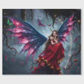 Dunkle Fantasy Fee Königin mit Schmetterlingsflüge Geschenkpapier (Flach)