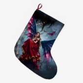 Dunkle Fantasy Fee Königin mit Schmetterlingsflüge Großer Weihnachtsstrumpf (Vorderansicht (hängend))