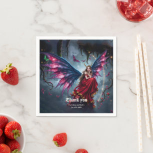 Dunkle Fantasy Fee Königin mit Schmetterlingsflüge Serviette
