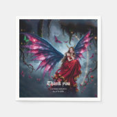 Dunkle Fantasy Fee Königin mit Schmetterlingsflüge Serviette (Vorderseite)