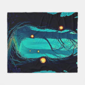 Dunkle Fantasy Forest Mystery Fleecedecke (Vorderseite (Horizontal))