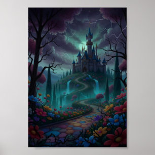 Dunkle Fantasy Geister Schloss Gothic Regenbogen P Poster