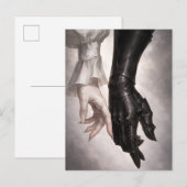 Dunkle Fantasy-Hand in Rüstung Postkarte | Gotisch (Vorne/Hinten)