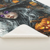 Dunkle Fantasy-Hexe & Kürbis-Kuscheldecke Sherpadecke (3/4)