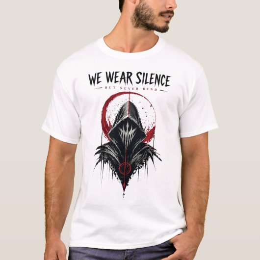 Dunkle Fantasy Kapuzenkrieger Grafik T-Shirt (Vorderseite)