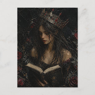 Dunkle Fantasy-Königin beim Lesen Postkarte