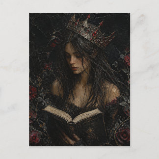 Dunkle Fantasy-Königin beim Lesen Postkarte