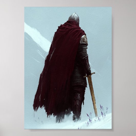 Dunkle Fantasy Roter Umhang Ritter Poster (Vorne)