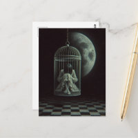 Dunkle Fantasy Surrealer Vogelkäfig und Mond