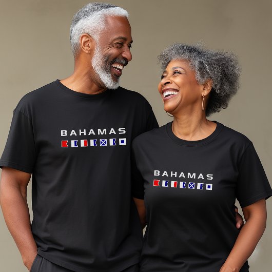 Dunkle Farbe der Bahamas maritimen Signalflags T-Shirt