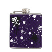 Dunkle FarbeEmo Muster mit Farbe Flachmann (Vorderseite)