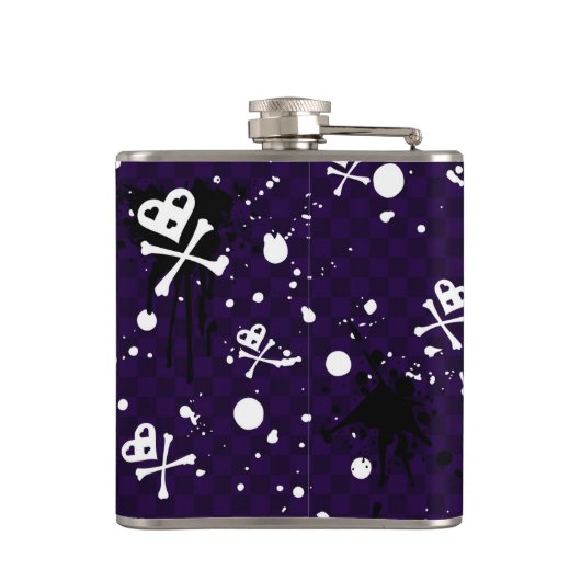 Dunkle FarbeEmo Muster mit Farbe Flachmann (Rückseite)