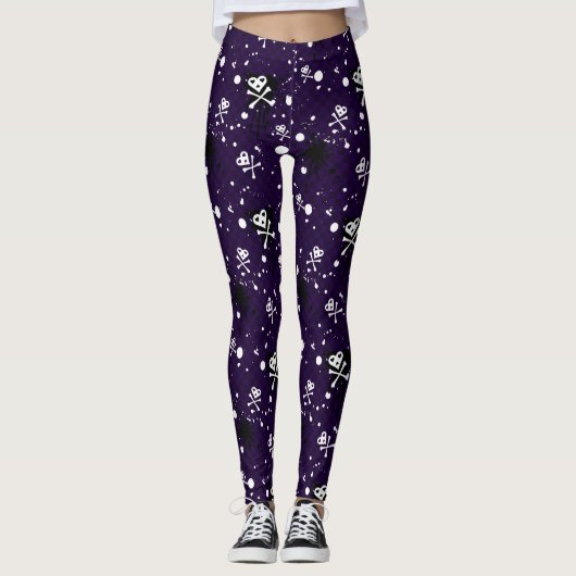 Dunkle FarbeEmo Muster mit Farbe Leggings (Vorderseite)
