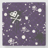 Dunkle FarbeEmo Muster mit Farbe Steinuntersetzer (Vorderseite)