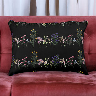 Dunkle farbenfrohe Sommer-Wildblume Muster Dekokissen