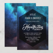 Dunkle farbenfrohe Sternennebel-Handfastfeier Einladung (Vorne/Hinten)