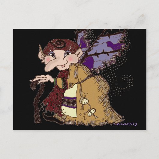 Dunkle Fee Baba Ukrainische Volkskunst Postkarte (Vorderseite)