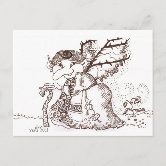 Dunkle Fee Baba Ukrainische Volkskunst Postkarte (Vorderseite)