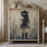 Dunkle Feen-Mondlicht-Wildblumenwiese-Decoupage