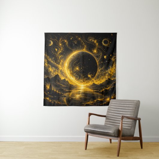 Dunkle Finsternis mit goldener Filigranarbeit — Ko Wandteppich (Beispiel)