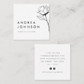 Dunkle Flora Gezeichnet botanisches Elegant Schlic Quadratische Visitenkarte (Vorne/Hinten)