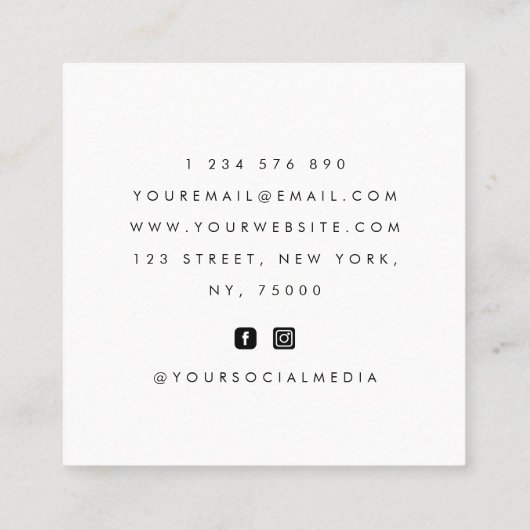 Dunkle Flora Gezeichnet botanisches Elegant Schlic Quadratische Visitenkarte (Rückseite)