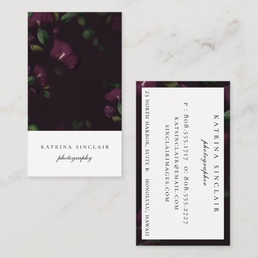 Dunkle Flora Moderne Beruflich Visitenkarte (Vorne/Hinten)