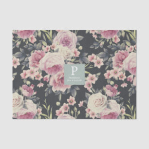 Dunkle Floral auf schwarz   Logo-Tissue-Papier Seidenpapier