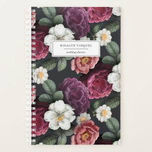 Dunkle Floral auf schwarz Personalisierter Plane Planer