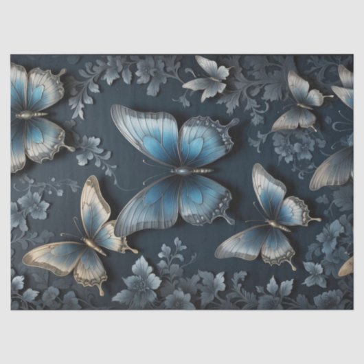 Dunkle Floral Butterfly Seidenpapier (Vorderseite)