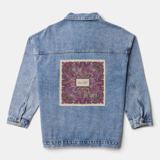 Dunkle Florale Boho Custom Denimjacke Jeansjacke (Rückseite)