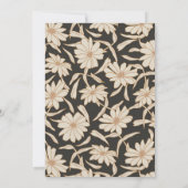 Dunkle florale botanische schwarze Elfenbein-Hochz Einladung (Rückseite)