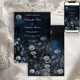 Dunkle Florale Fingerhut-Nachtgarten-Hochzeit Einladung